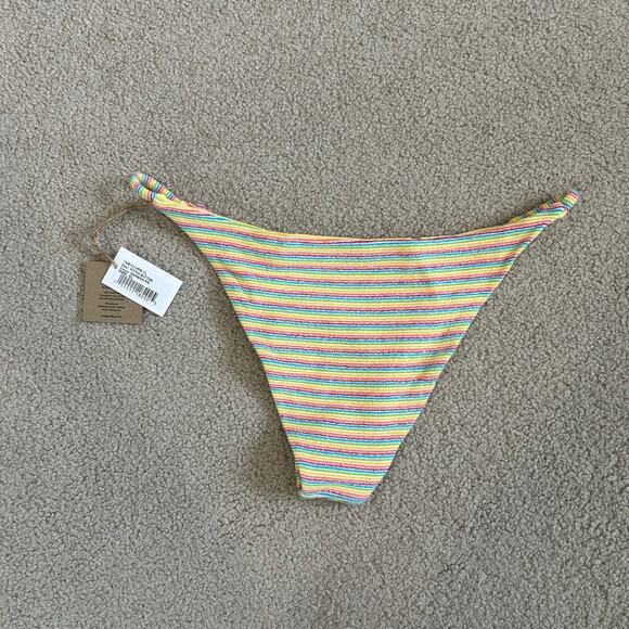 NWT Free People Toast Swim Banded Waist Bikini Bottom Ribbed Rainbow Striped XL - Picture 2 of 3